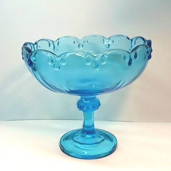 Extra large aqua blue teal Indiana Glass pedestal bowl. No flaws - Picture 1 of 6